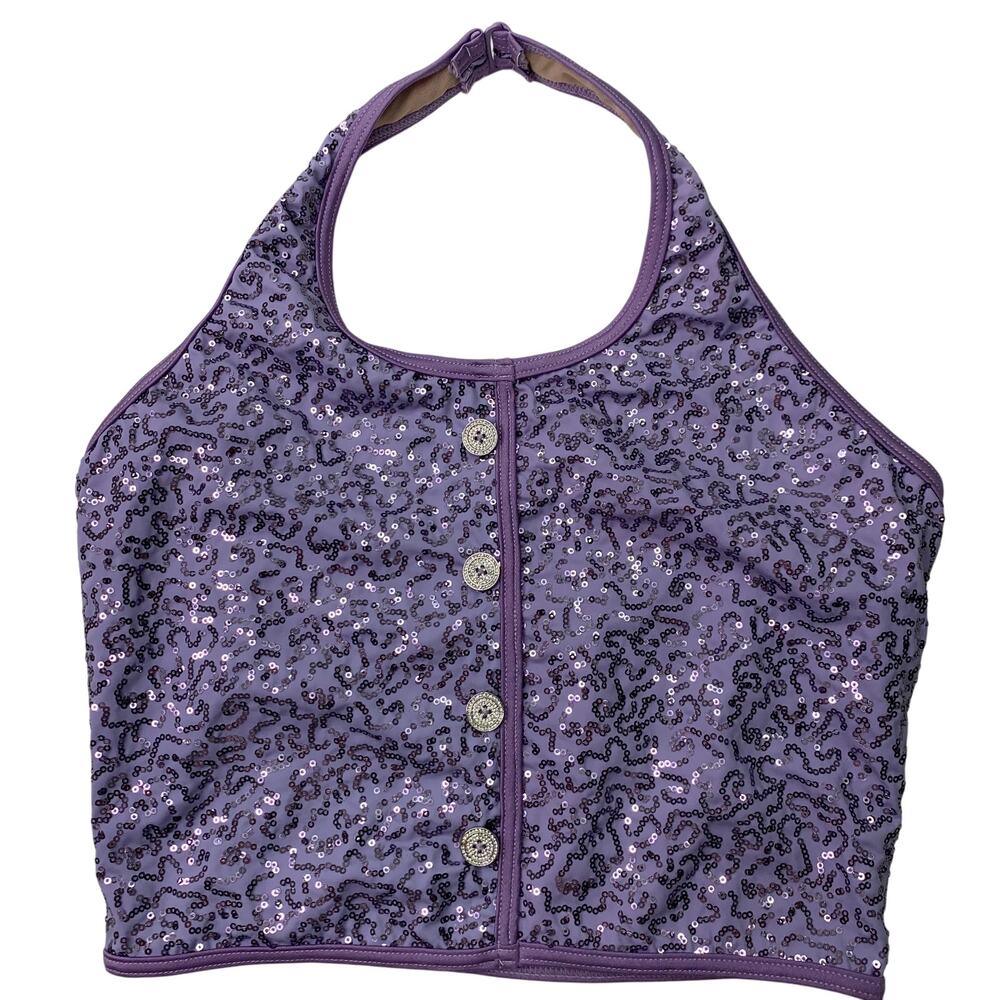 NWOT Weissman Womens Small Purple Sequin Sparkle Halter Rave Party Y2K Clueless